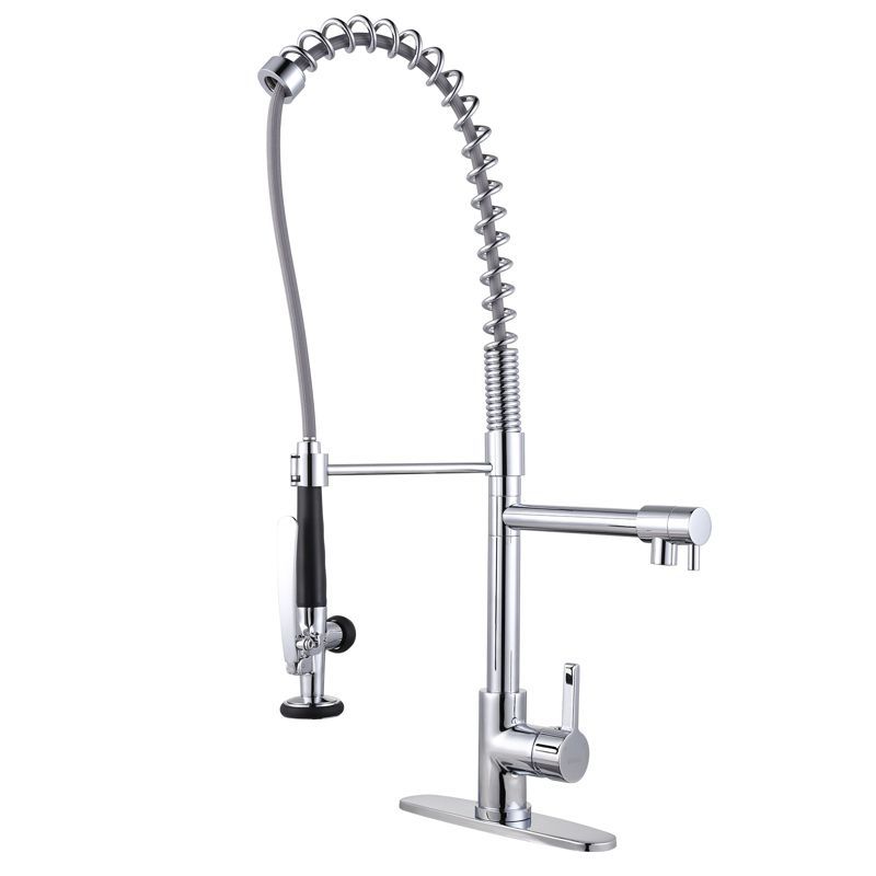 Chrome Commercial Single-Handle Pull Down Sprayer Kitchen Faucet