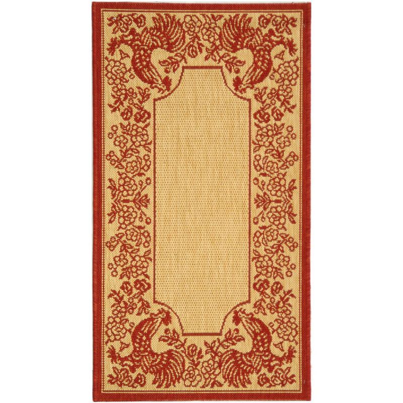 Natural Red Rectangular Synthetic Outdoor Area Rug