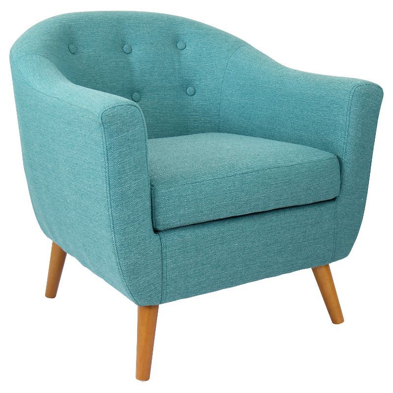 Scandinavian Teal Blue Accent Chair with Button-Tufted Back