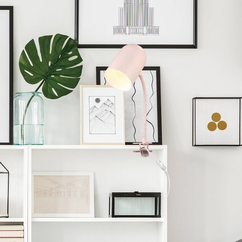 Matte Pink Adjustable Metal Clip-Arm Desk Lamp