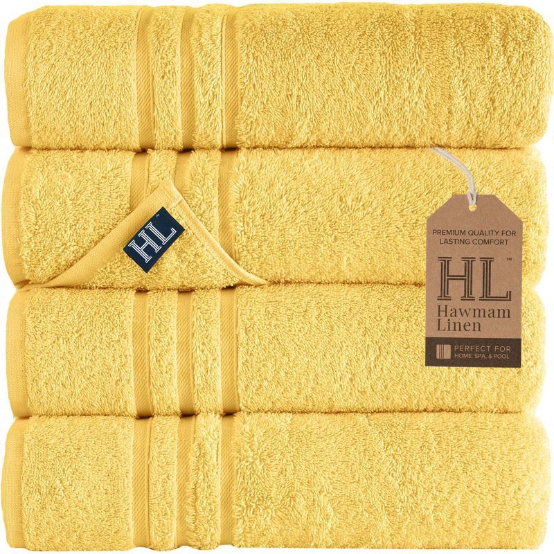 Hawmam Yellow Turkish Cotton 4-Piece Bath Towel Set