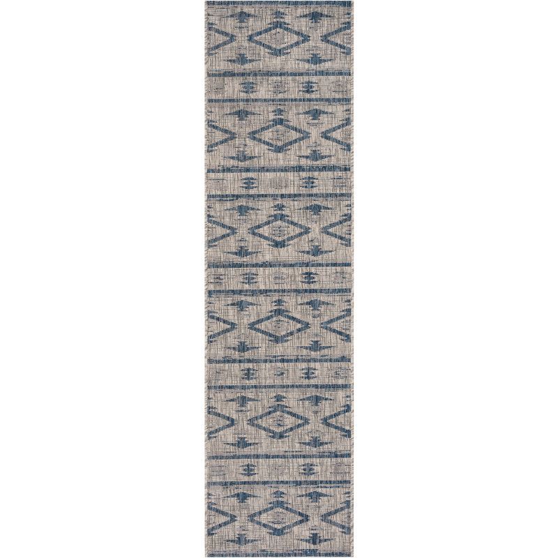 Gray Flat Woven Rectangular Wool Synthetic Rug