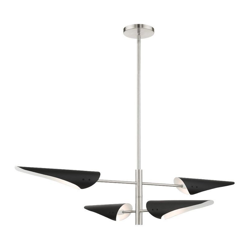 Brushed Nickel 4-Light Modern Pendant Chandelier