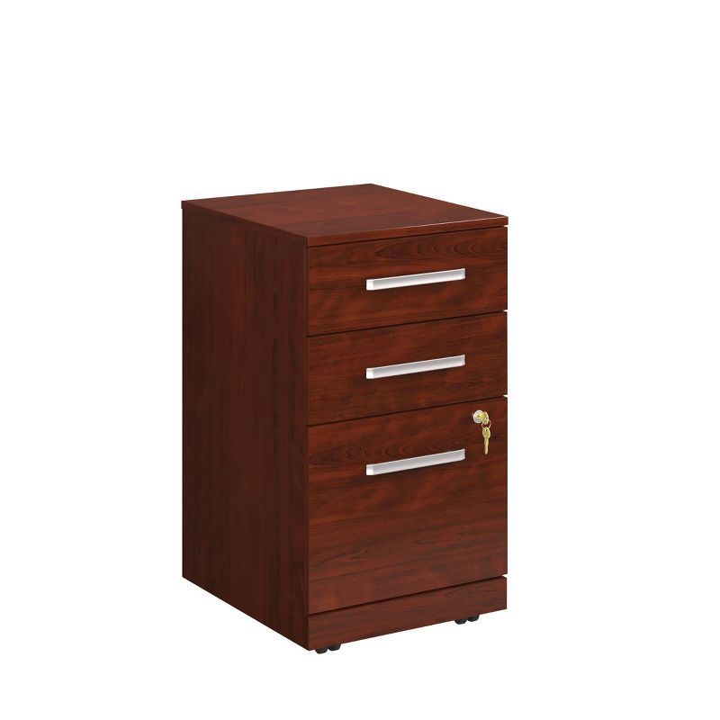 Classic Cherry 3-Drawer Lockable Mobile Pedestal File Cabinet