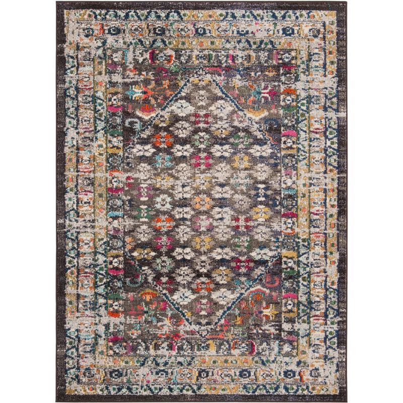 Reversible Gray Floral Hand-Knotted Synthetic Area Rug