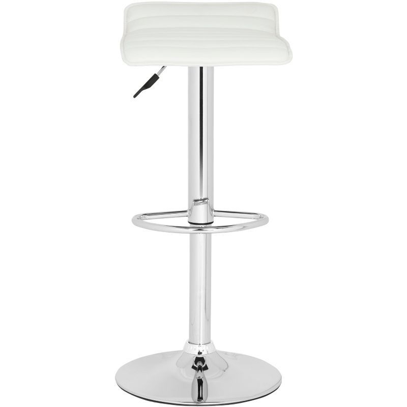 Kemonti White Adjustable Swivel Bar Stool with Chrome Base