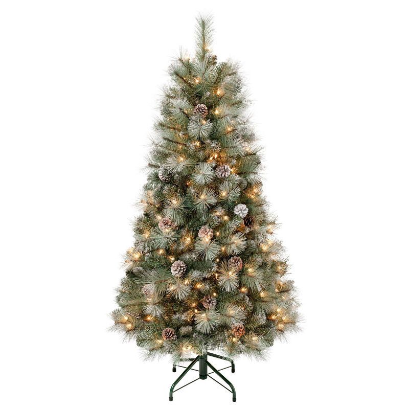 4.5ft Pre-Lit White Pine Artificial Christmas Tree with Clear Lights