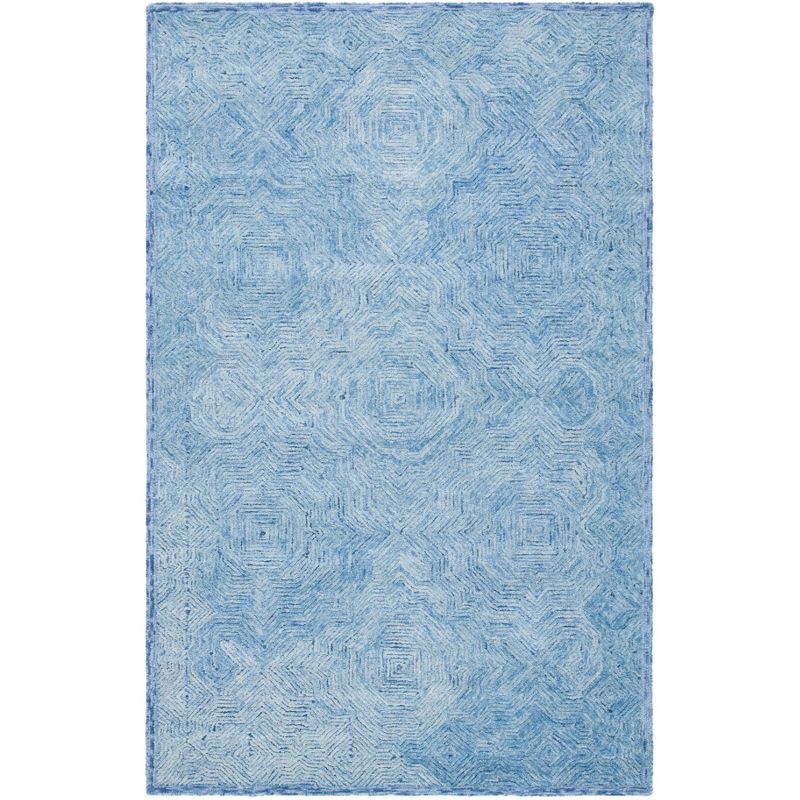 Blue Hand-Tufted Wool 8' x 10' Rectangular Rug