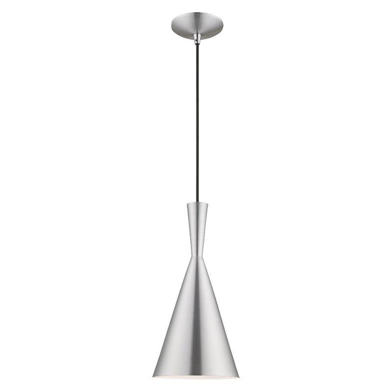 Brushed Aluminum Mini Pendant with White Interior - Indoor/Outdoor