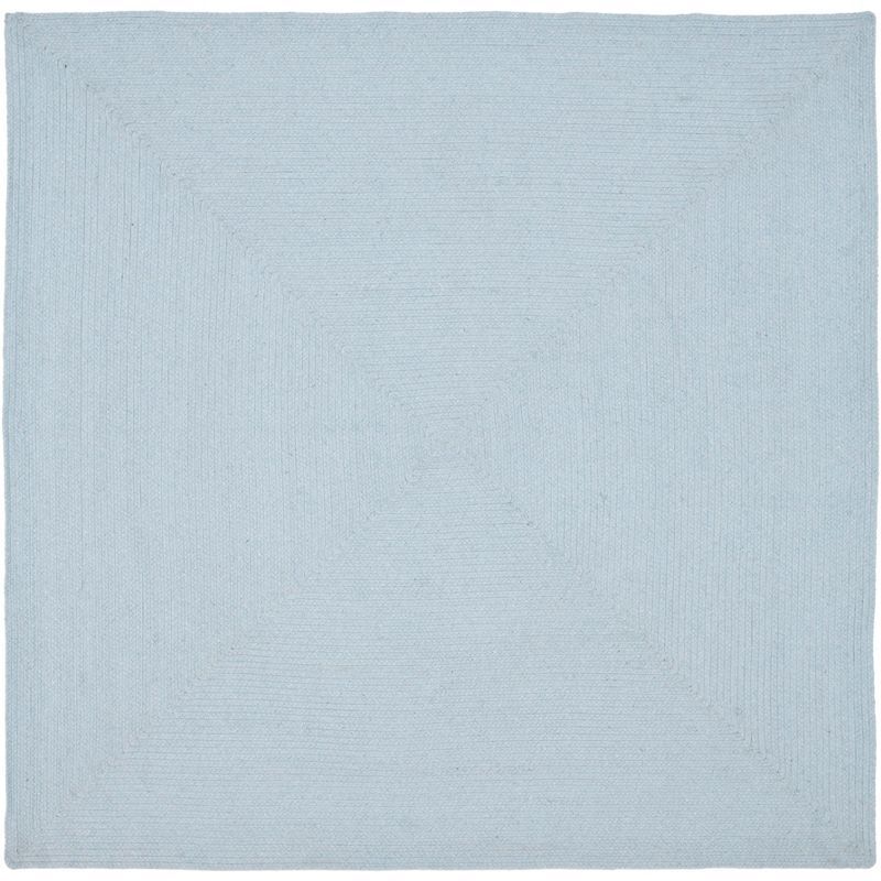 Light Blue Handmade Cotton Braided Reversible Square Rug