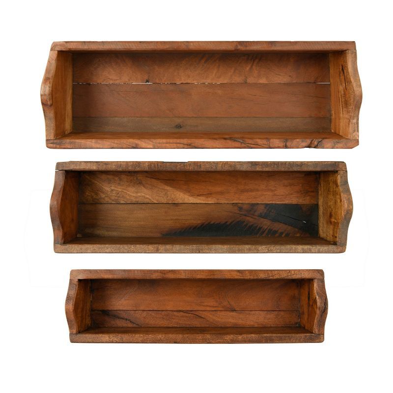 Rustic Brown Found Wood Decorative Tray Set of 3