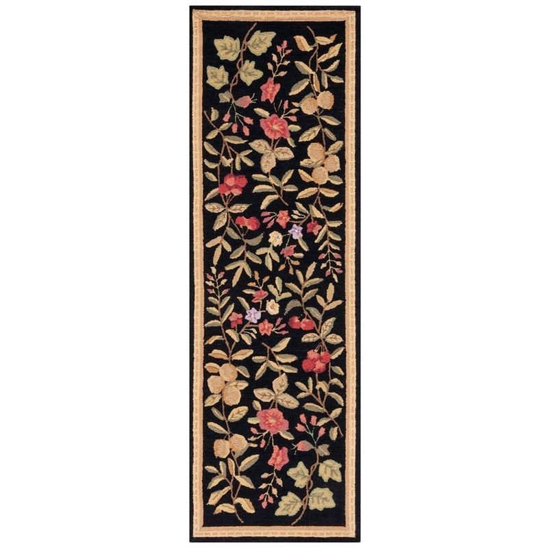 Chelsea HK210 Hand Hooked Runner Rug - Black - 2'6"x12' - Safavieh.