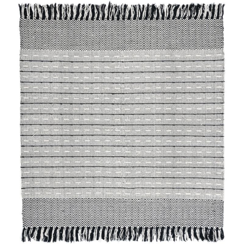 Vermont Ivory and Black 6' x 6' Wool Cotton Square Rug