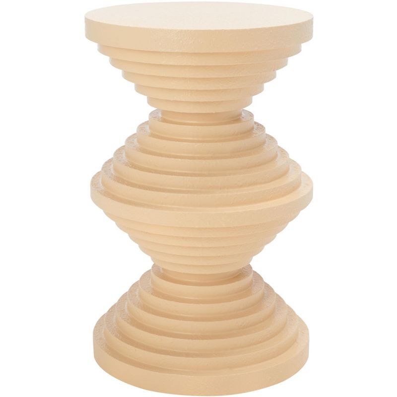 Cream Fluted Round Wood Accent Table