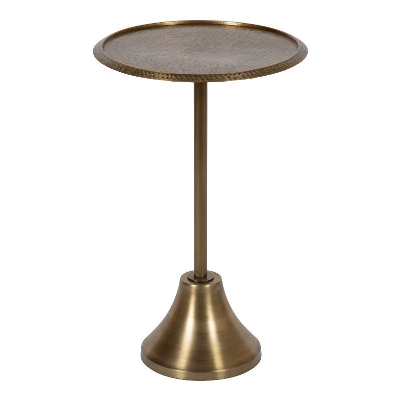 Sanzo Gold Round Hammered Metal Side Table