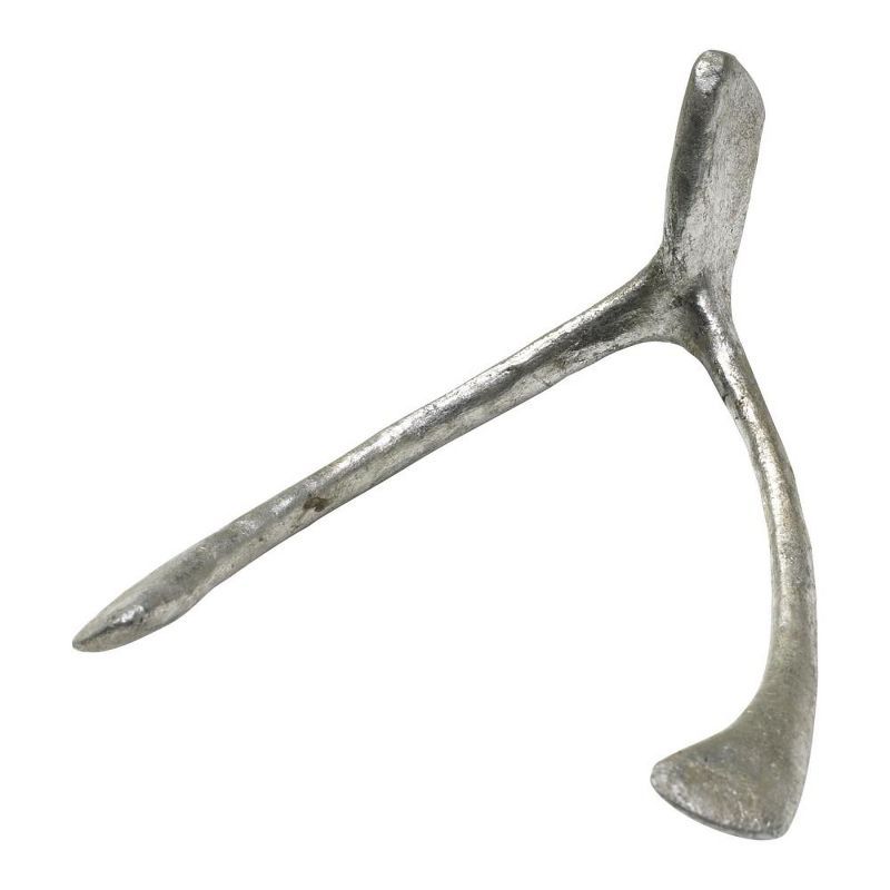 Silver Metal Wishbone Decorative Sculpture