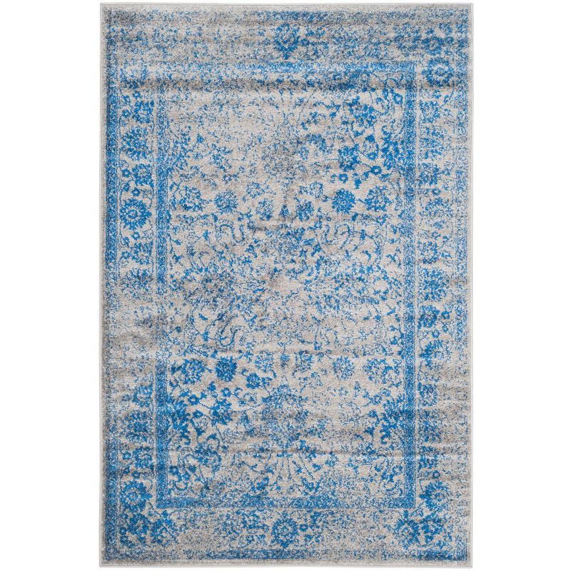 Lodge-Inspired Grey/Blue Synthetic Area Rug, 5'1" x 7'6"