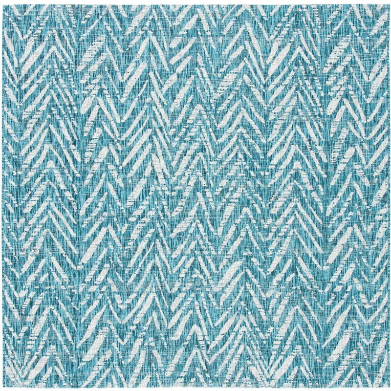 Square Easy-Care Blue Synthetic 79" Outdoor Area Rug