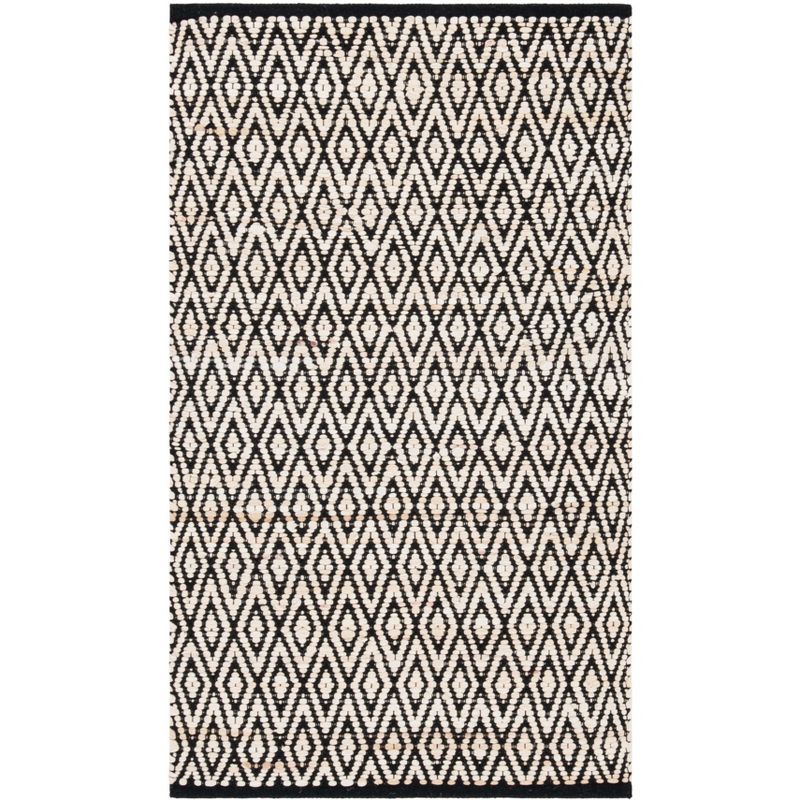 Montauk 3' x 5' Black and Beige Handwoven Cotton Rug