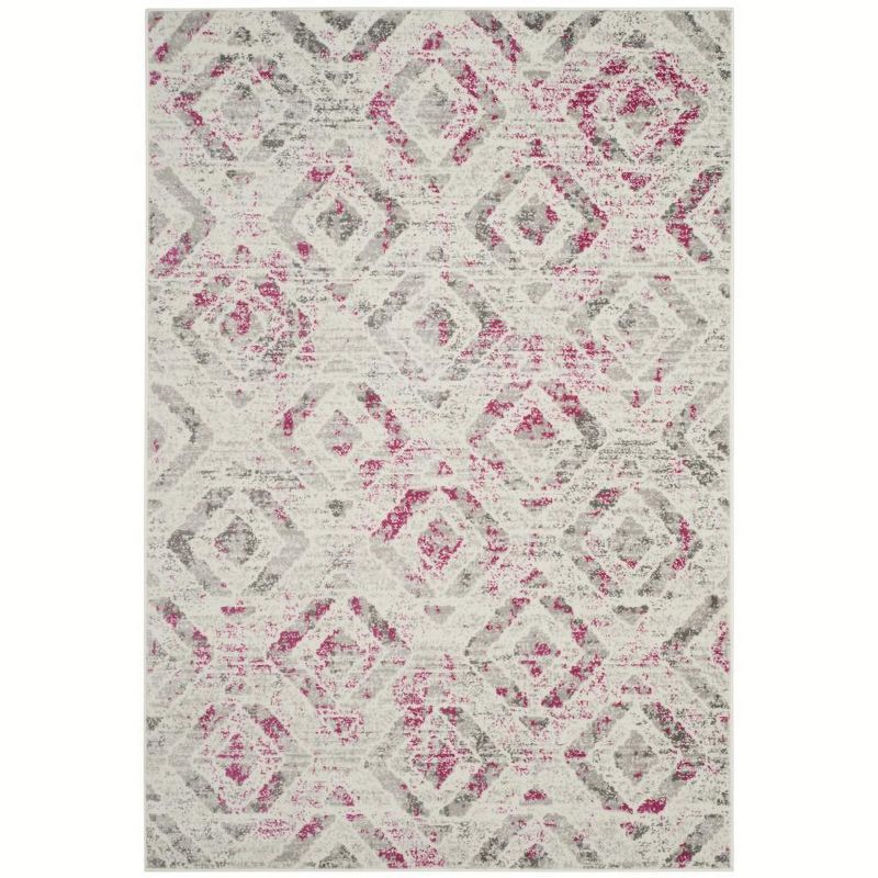 Ivory and Pink Medallion Synthetic 5' x 7' Area Rug