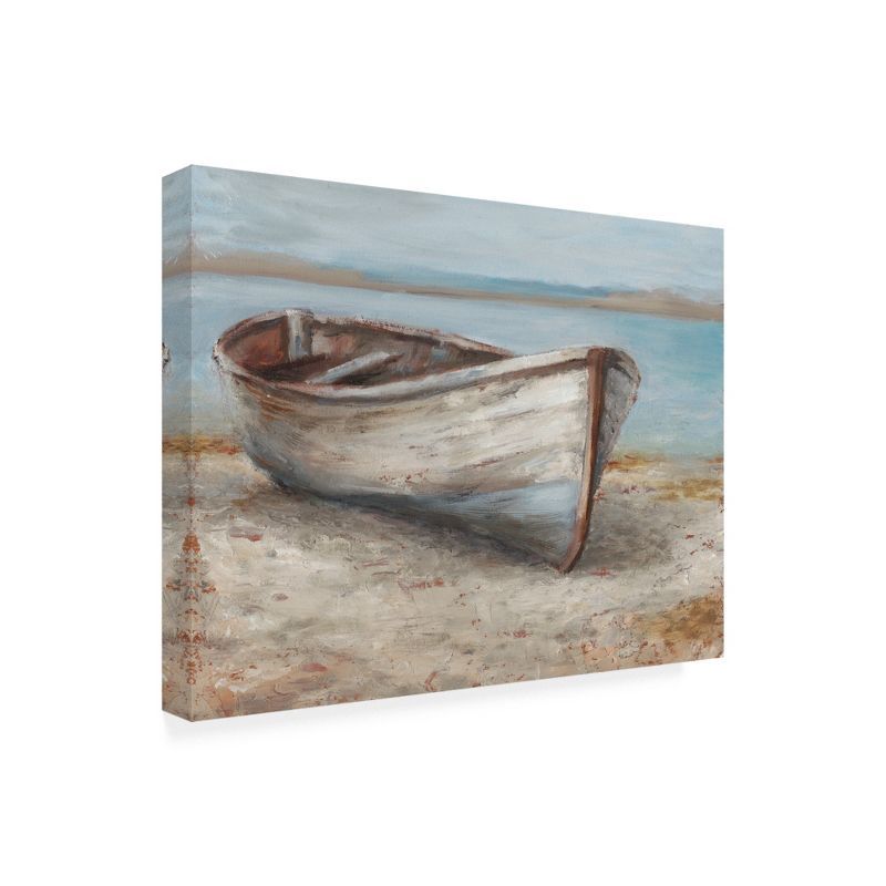 Whitewashed Boat Coastal Canvas Art Print, 24" x 32"