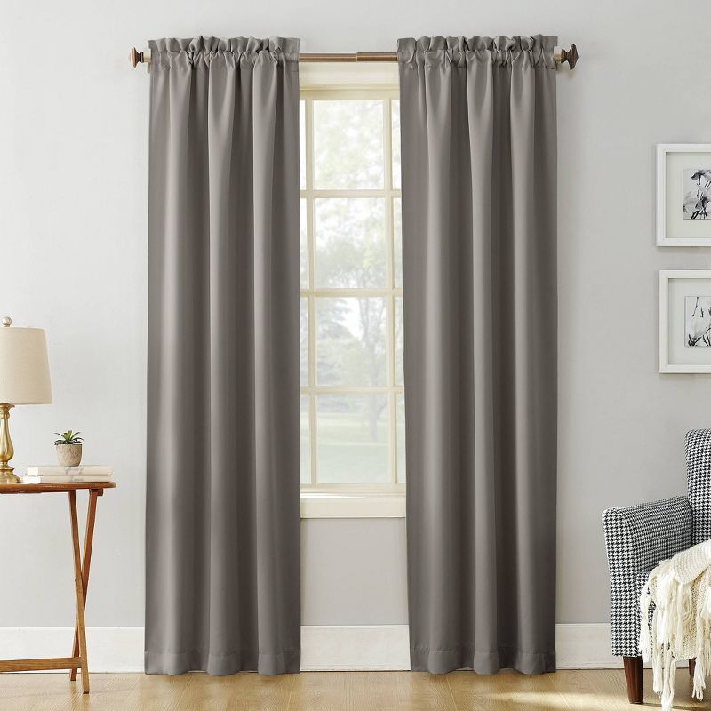 Gray Blackout Energy Saving Rod Pocket Curtain Panel, 40" x 63"