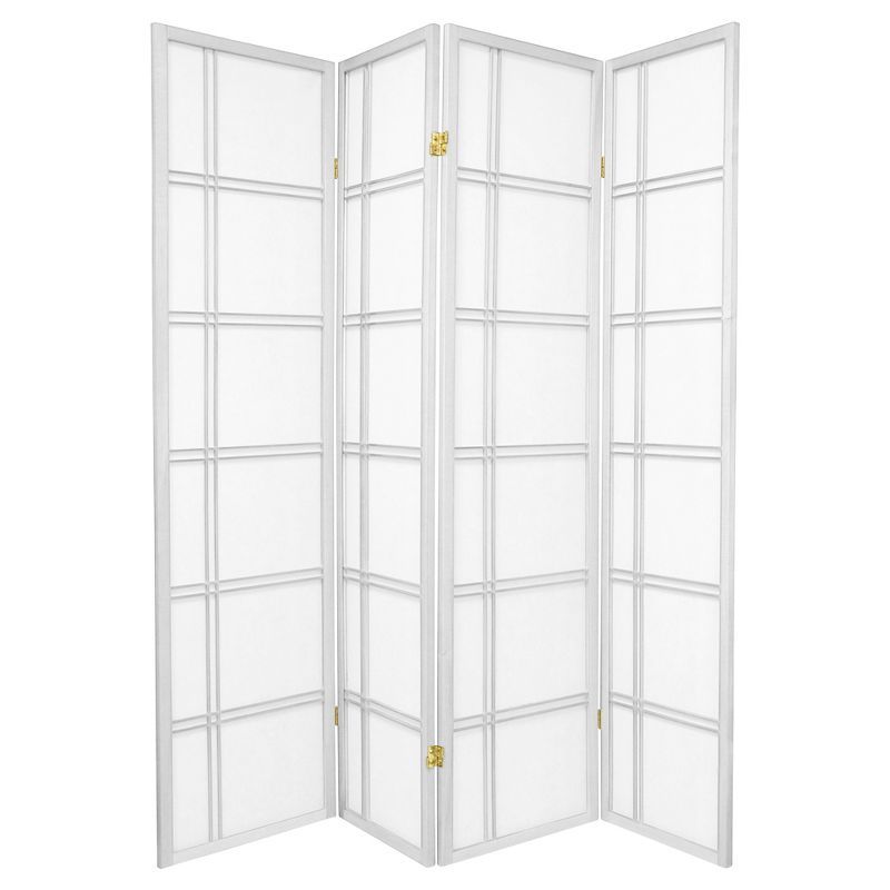 White 6 ft. Tall Shoji Folding Room Divider with Hardwood Frame