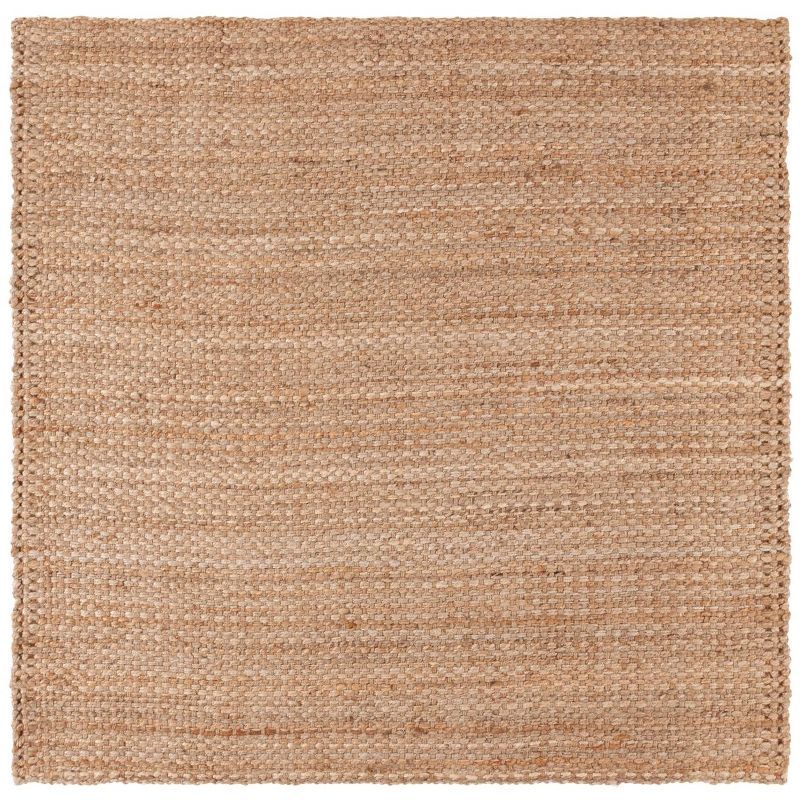 Handwoven Natural Jute 6' Square Area Rug with Non-Slip Feature