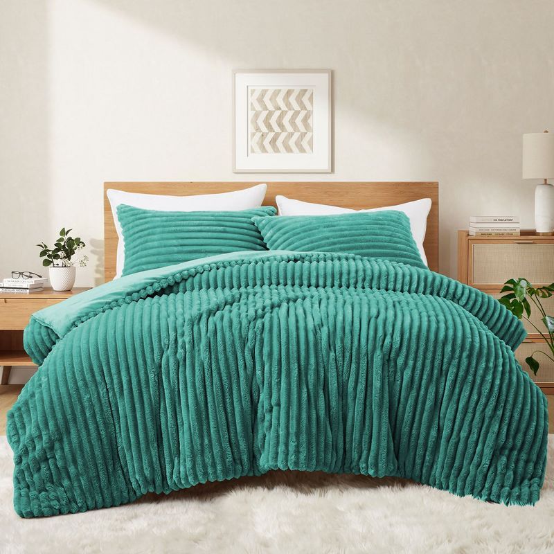 King Sage Green Ribbed Microfiber Down Alternative Comforter Set