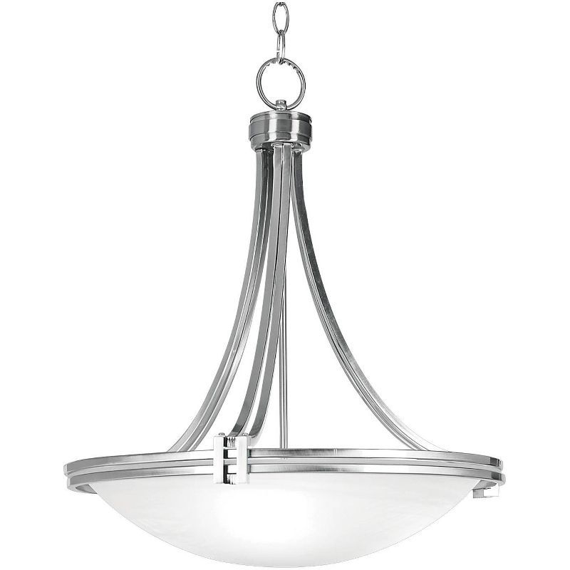 Brushed Nickel Pendant Chandelier with Marbled Glass Bowl