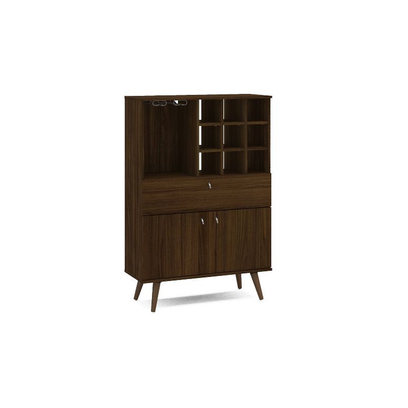 Salamanca Dark Brown Walnut Bar Cabinet with Wine Rack