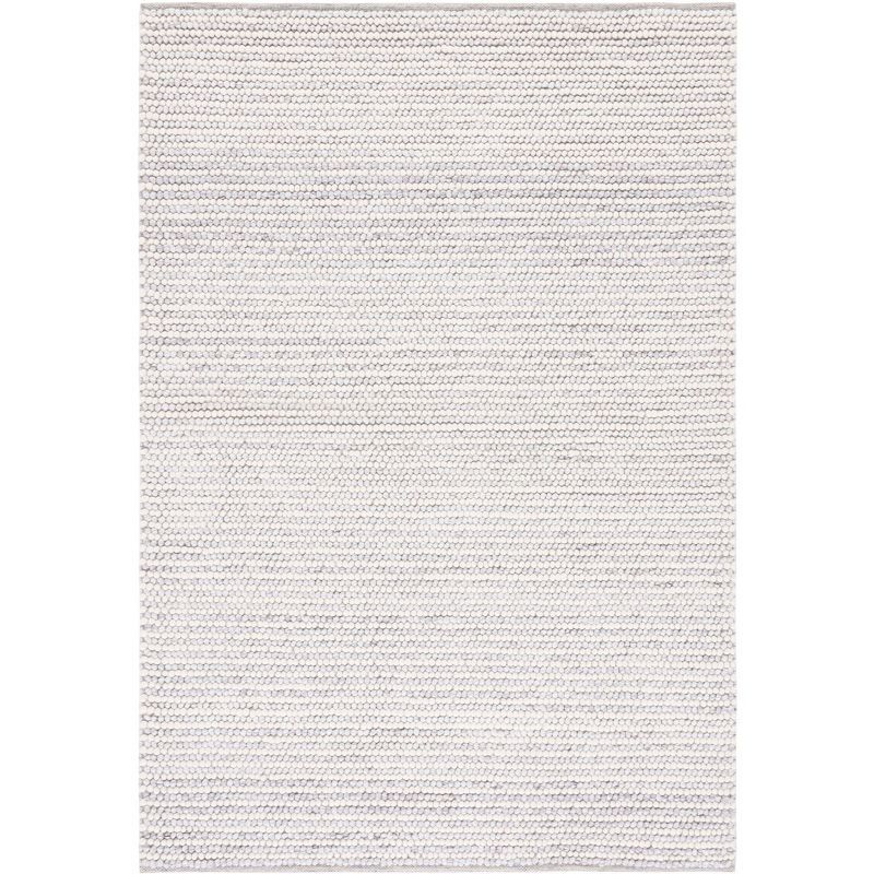 Ivory and Light Grey Handmade Wool Rectangular Rug, 3' x 5'