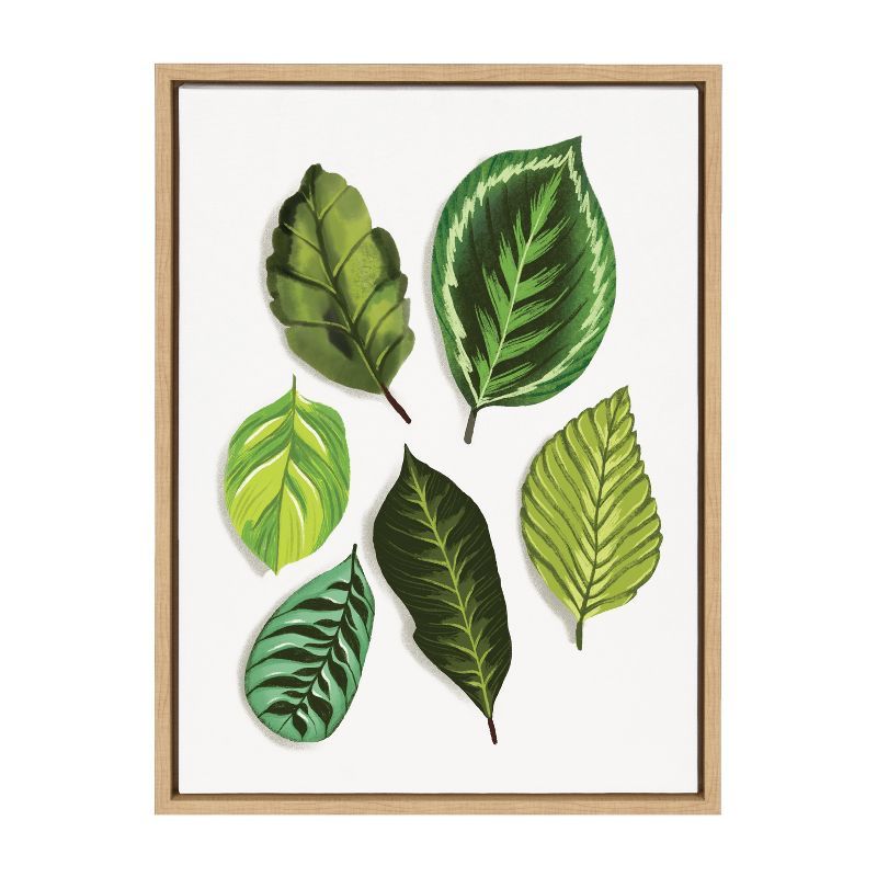 Natural Green Leaves Study Framed Canvas Wall Art, 18x24