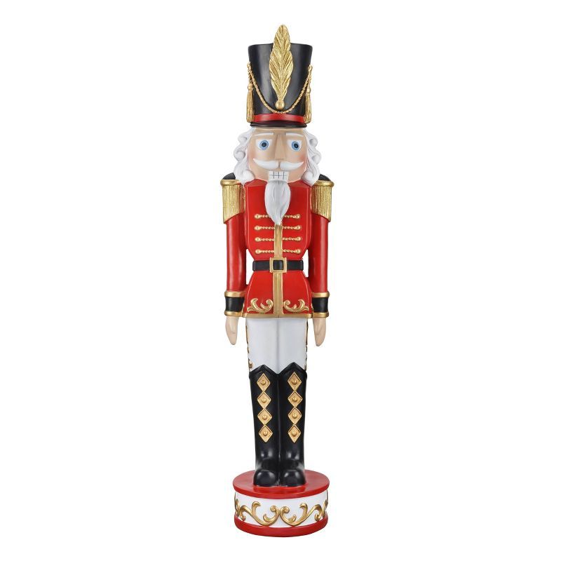 37" Red and Black Resin Christmas Nutcracker Decor