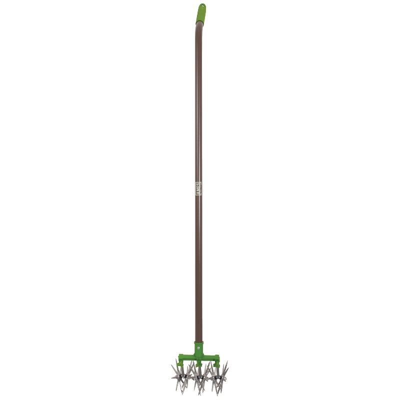 57" Brown and Green Steel Garden Cultivator with Detachable Tines