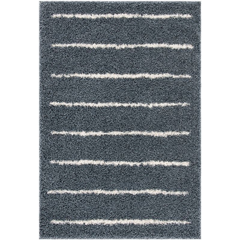 Plush Gray and Ivory 8' x 10' Synthetic Shag Area Rug