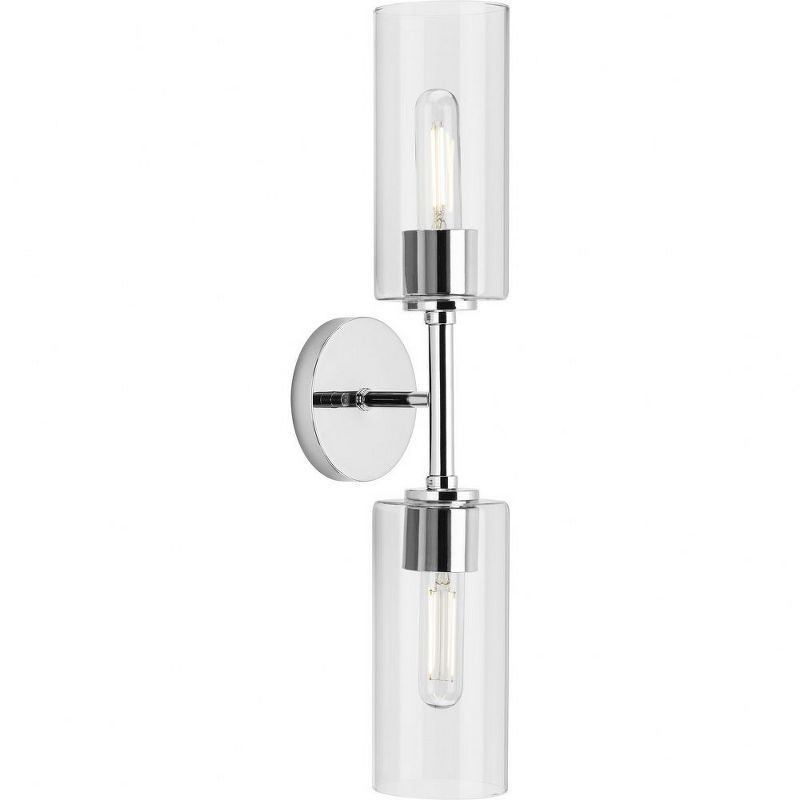 Cofield Polished Chrome Slender Wall Sconce with Cylindrical Glass Shade