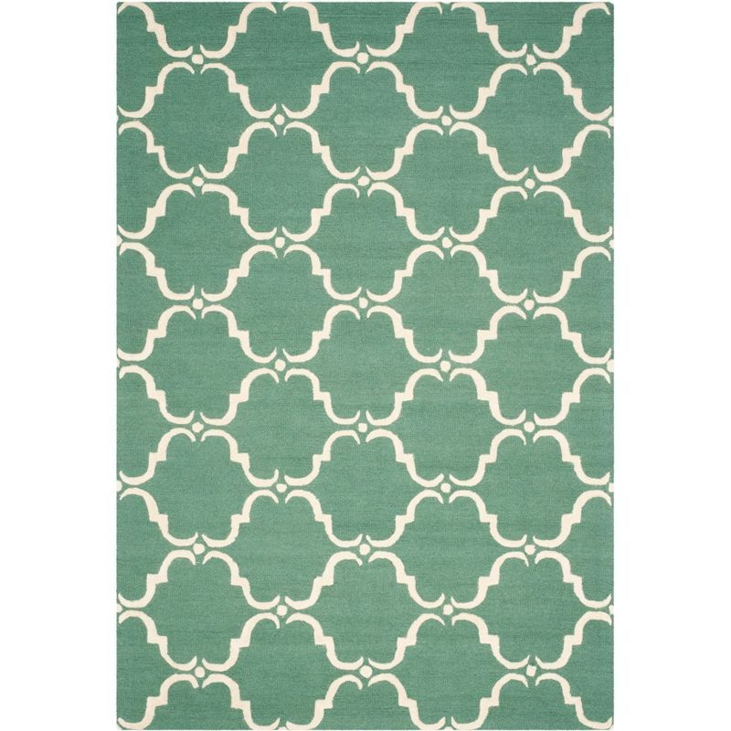 Teal and Ivory Hand-Tufted Wool 6' x 9' Area Rug