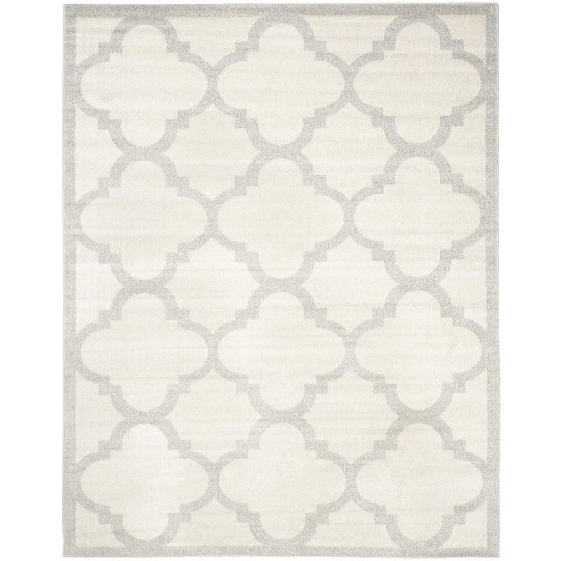 Beige and Light Grey Geometric 9' x 12' Synthetic Area Rug