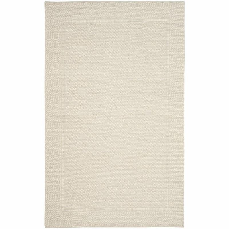 Ivory Hand-Woven Wool Area Rug, 3' x 5'