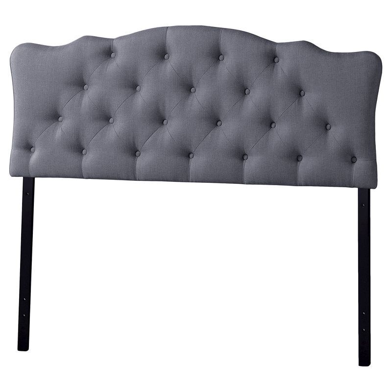 Full Gray Upholstered Tufted Scalloped Headboard