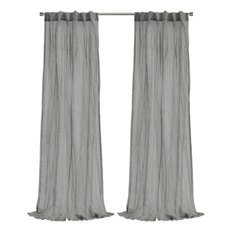 Paloma Gray Sheer Polyester Rod Pocket Back Tab Curtain Panel 52" x 108"