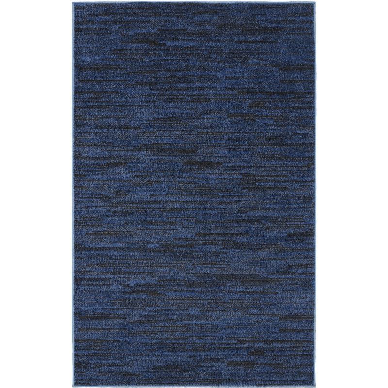 Midnight Blue Synthetic Rectangular 3' x 5' Easy-Care Rug