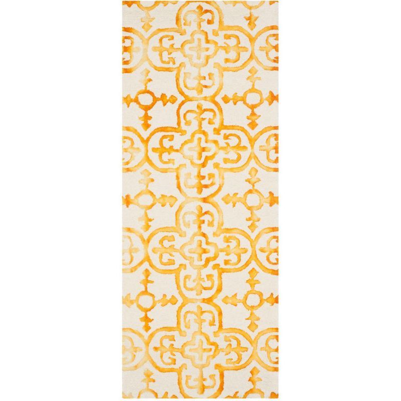 Ivory and Gold Hand-Tufted Wool Runner Rug