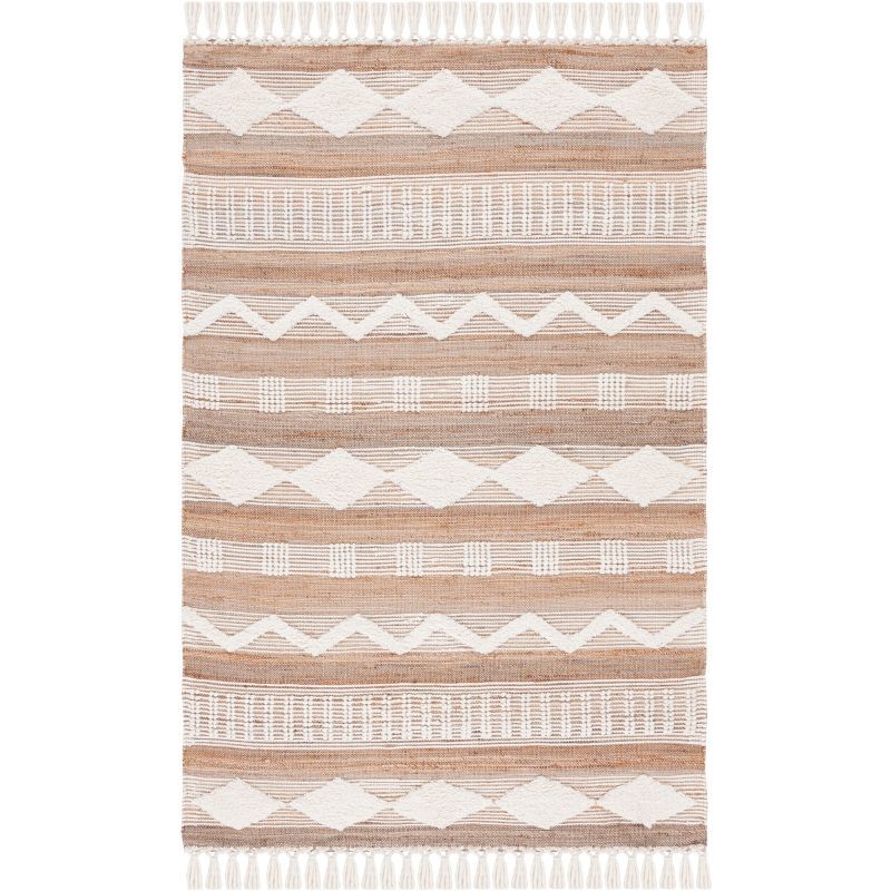 Natural Ivory Flat Woven Wool Cotton Area Rug 4' x 6'