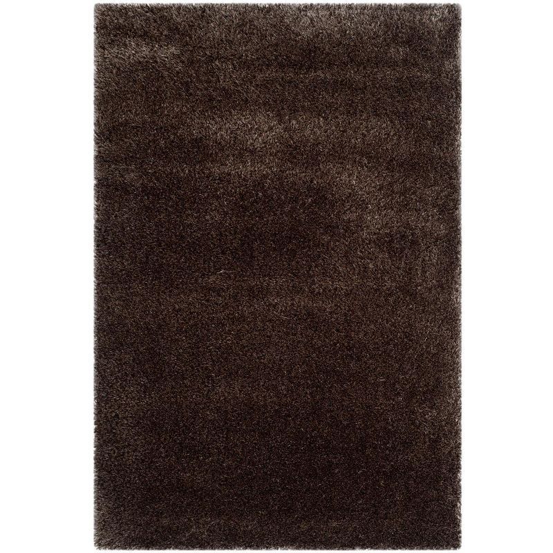 Plush Comfort Brown Synthetic 4' x 6' Shag Area Rug