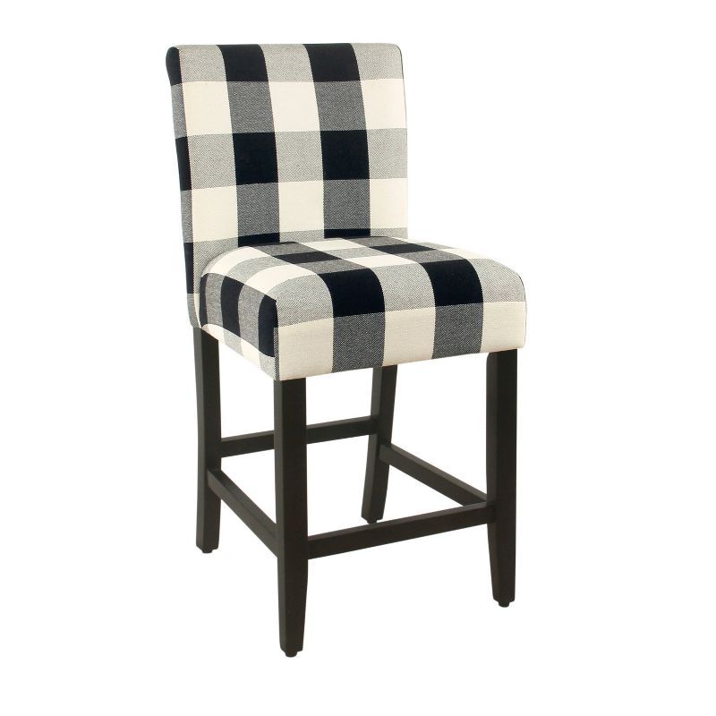 Elegant 24" Black Parsons Counter Stool with Nailhead Trim