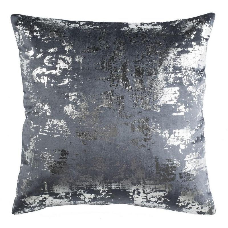 Edmee 20" Blue and Silver Metallic Square Pillow