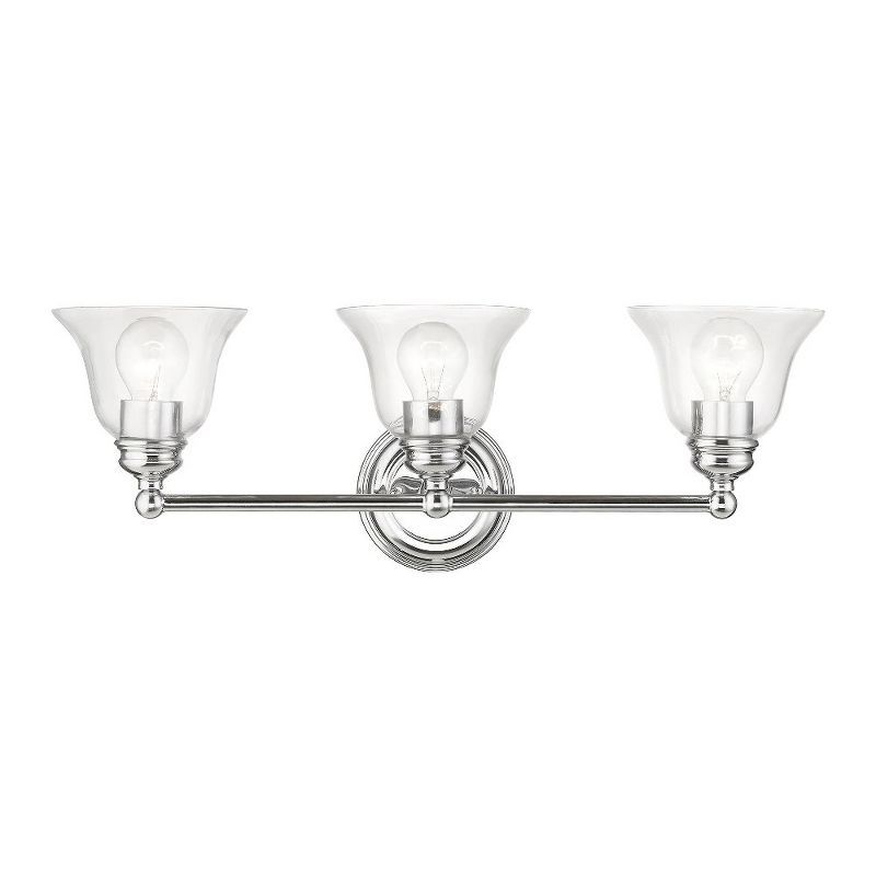 Polished Chrome 3-Light Vanity with Clear Glass Shades