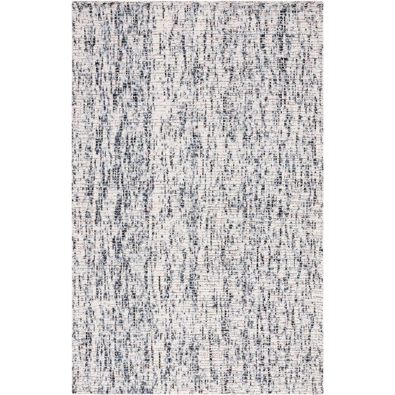 Handmade Black and Beige Abstract Wool Area Rug, 4' x 6'